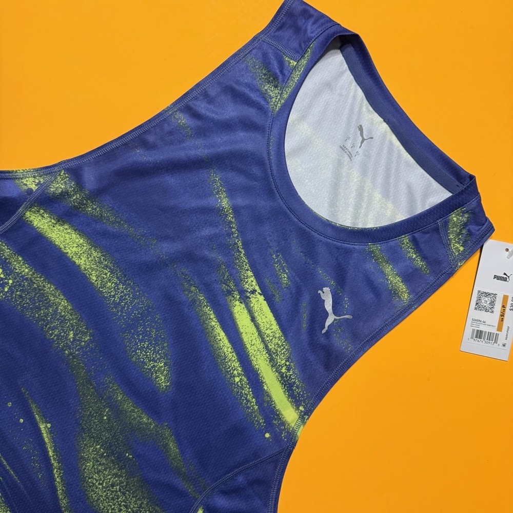 PUMA Run Velocity dryCELL Running Men Singlet Tank Top Blue Crystal Size Small